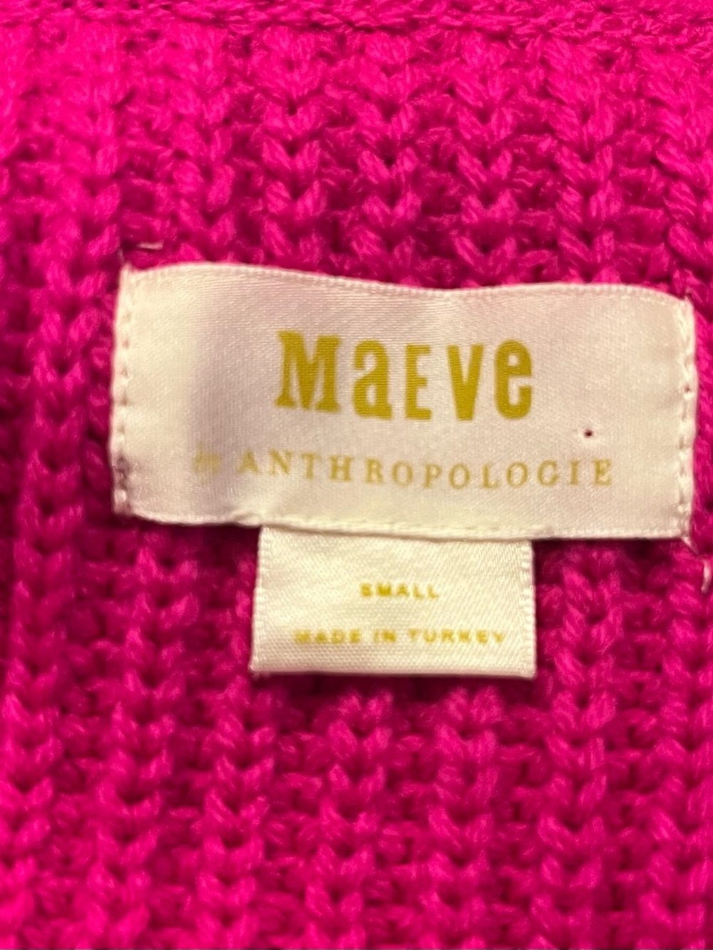 Anthropologie Maeve Hot Pink Chunky Knit Cropped Cardigan Sweater - Picture 4 of 11